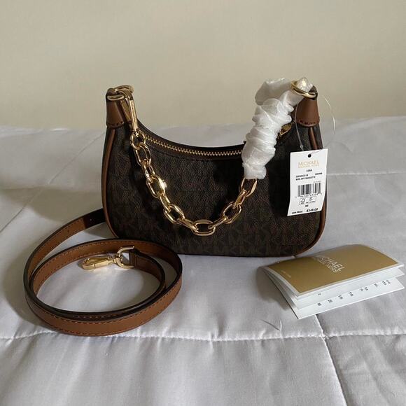Michael Kors Cora brown mini zip pouchette bag - Picture 8 of 8